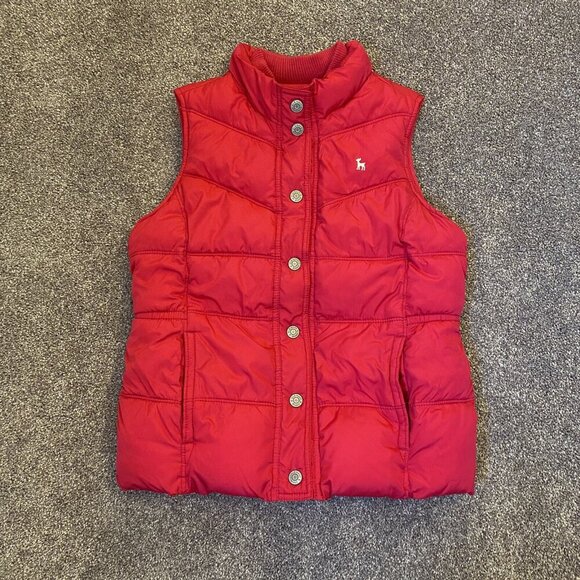 Old Navy Girls Puffer Quilted Vest Size XL Pink Red Sleeveless Lined Pockets EUC - Picture 5 of 13